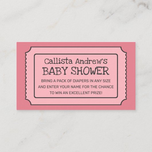 Schattigee Roze Zwarte Luier Baby shower Raffle Ti Visitekaartje (Achterkant)