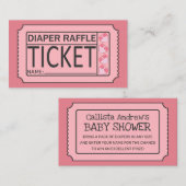 Schattigee Roze Zwarte Luier Baby shower Raffle Ti Visitekaartje (Voorkant / Achterkant)