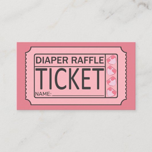 Schattigee Roze Zwarte Luier Baby shower Raffle Ti Visitekaartje (Voorkant)