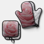 Schattigee Rozen bloem Ovenwant & Pannenlap Set (Voorkant / Achterkant)