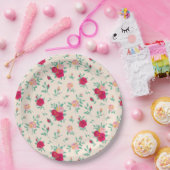 Schattigee Rozen Meisje Verjaardagsfeestje Uitnodi Papieren Bordje (Feest)