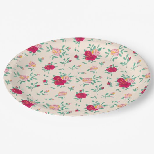 Schattigee Rozen Meisje Verjaardagsfeestje Uitnodi Papieren Bordje (Gekanteld)