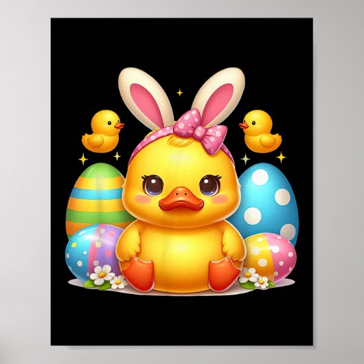 Schattigee Rubber Duck Duckling Bunny Hoofdband Fu Poster (Voorkant)