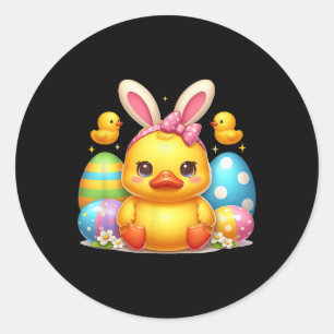 Schattigee Rubber Duck Duckling Bunny Hoofdband Fu Ronde Sticker