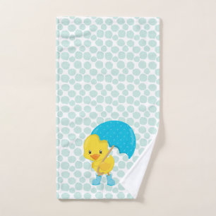 Schattigee Rubber Ducky met Blauwe Stippen Patroon Handdoek