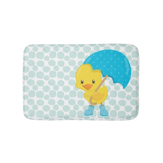 Schattigee Rubber Ducky op Blue Polka Dots Badmat (Voorkant)