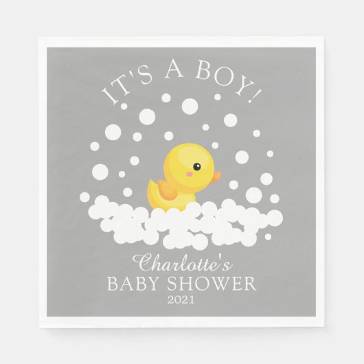 Schattigee Rubber Eend Baby shower Papieren servet (Voorkant)