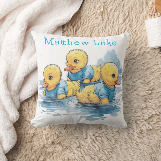 Schattigee Rubber Eend in Blauwe Kleding Custom Kussen (Deken)