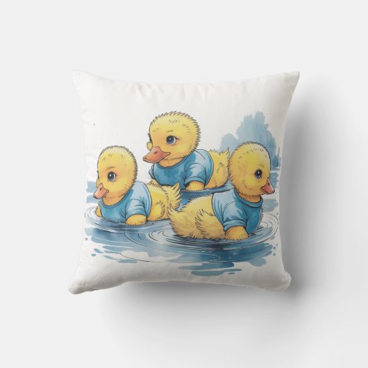 Schattigee Rubber Eend in Blauwe Kleding Custom Kussen (Achterkant)
