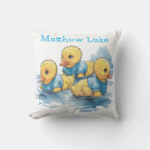 Schattigee Rubber Eend in Blauwe Kleding Custom Kussen (Voorkant)