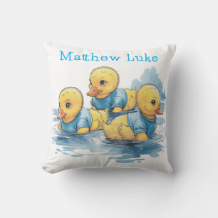 Schattigee Rubber Eend in Blauwe Kleding Custom Kussen