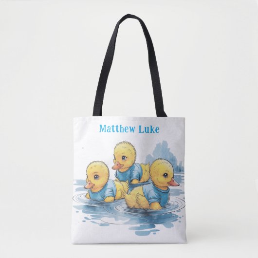 Schattigee Rubber Eend in Blauwe Kleding Custom Tote Bag (Voorkant)