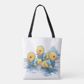 Schattigee Rubber Eend in Blauwe Kleding Custom Tote Bag (Achterkant)