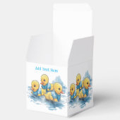 Schattigee rubberen eend in blauwe kleding bedankdoosjes (Geopend)