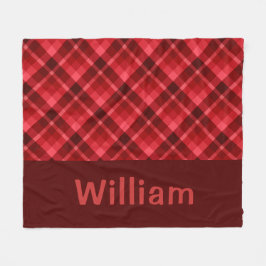 Schattigee Ruby Red Plaid Monogram Medium Fleece D