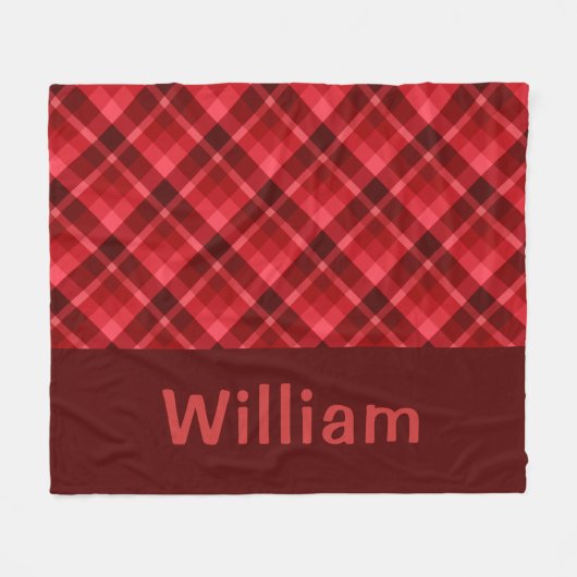 Schattigee Ruby Red Plaid Monogram Medium Fleece D (Voorkant (Horizontaal))