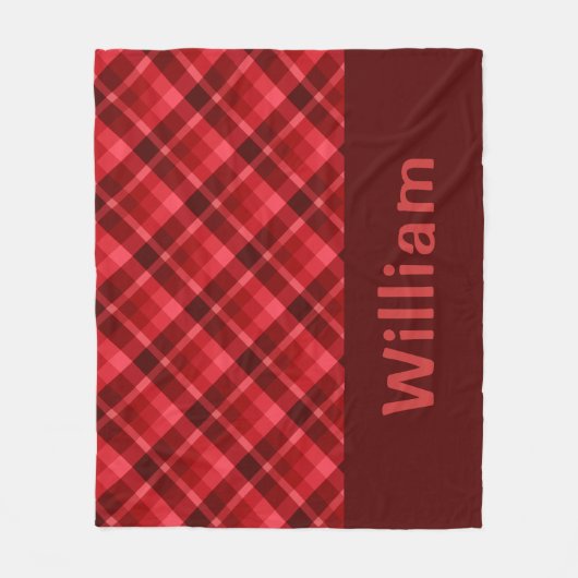 Schattigee Ruby Red Plaid Monogram Medium Fleece D Deken (Voorkant)