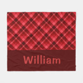 Schattigee Ruby Red Plaid Monogram Medium Fleece D Deken (Voorkant (Horizontaal))