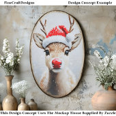 Schattigee Rudolf in Santa Hat in Snow EK2R Decoup Tissuepapier