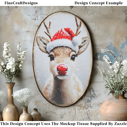 Schattigee Rudolf in Santa Hat in Snow EK2R Decoup Tissuepapier