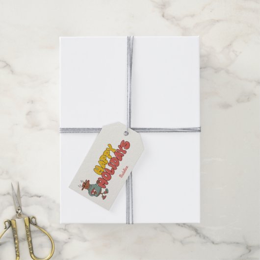 Schattigee rudolf kerstvakantie cadeaulabel (Met Touw)