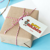 Schattigee rudolf kerstvakantie cadeaulabel