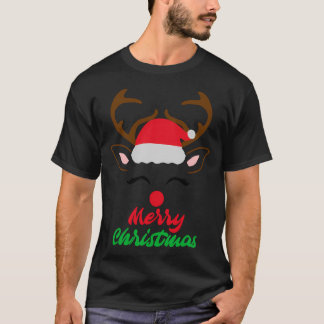 Schattigee Rudolph Red Nosed Reindeer Santa Hat Me T-shirt