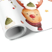 Schattigee Rudolph rendieren kerst Cadeaupapier (Rol Hoek)