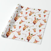 Schattigee Rudolph rendieren kerst Cadeaupapier (Uitgerold)