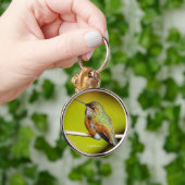 Schattigee Rufous Hummingbird op een Twig Sleutelhanger (Hand)