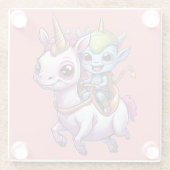 Schattigee Ruimte Alien rijden eenhoorn grappig UF Glazen Onderzetter (Achterkant)