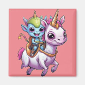 Schattigee Ruimte Alien rijden eenhoorn grappig UF Magneet (Voorkant)