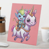 Schattigee Ruimte Alien rijden eenhoorn grappig UF Reclamebord Met Voetstuk (Insitu)