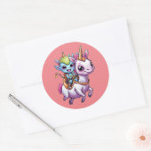Schattigee Ruimte Alien rijden eenhoorn grappig UF Ronde Sticker (Envelop)