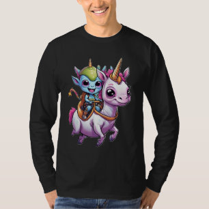 Schattigee Ruimte Alien rijden eenhoorn grappig UF T-shirt