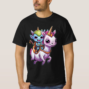 Schattigee Ruimte Alien rijden eenhoorn grappig UF T-shirt