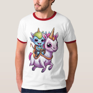 Schattigee Ruimte Alien rijden eenhoorn grappig UF T-shirt