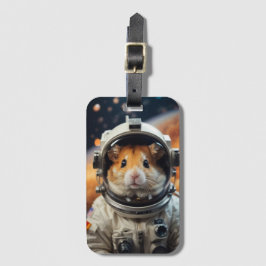 Schattigee ruimte astronaut hamster bagagelabel