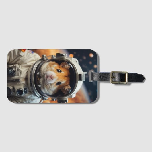 Schattigee ruimte astronaut hamster bagagelabel (Voorkant (horizontaal))