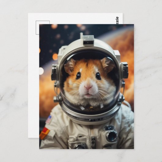 Schattigee ruimte astronaut hamster briefkaart (Voorkant / Achterkant)