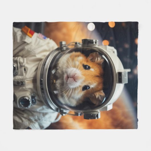 Schattigee ruimte astronaut hamster fleece deken (Voorkant (Horizontaal))