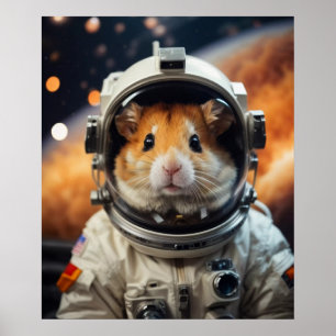Schattigee ruimte astronaut hamster poster
