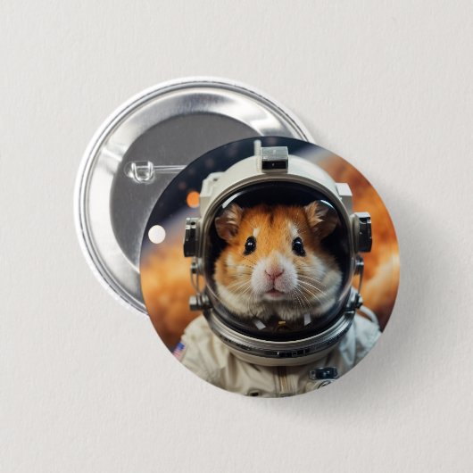 Schattigee ruimte astronaut hamster ronde button 5,7 cm (Voorkant /achterkant)