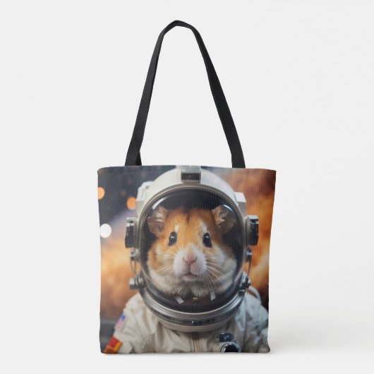 Schattigee ruimte astronaut hamster tote bag (Achterkant)