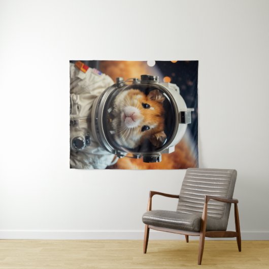 Schattigee ruimte astronaut hamster wandkleed (In Situ (horizontaal))