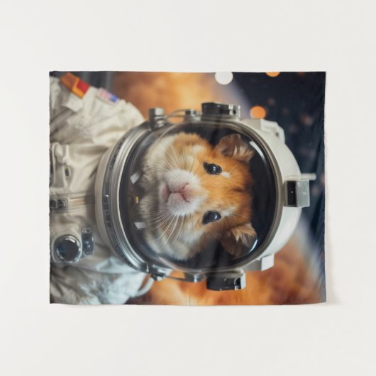 Schattigee ruimte astronaut hamster wandkleed (Voorkant (horizontaal))