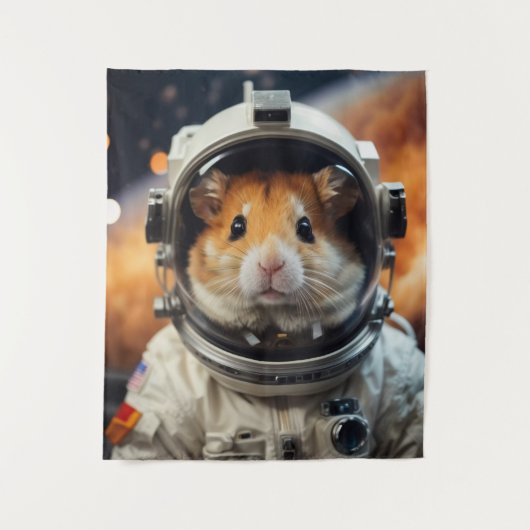 Schattigee ruimte astronaut hamster wandkleed (Voorkant)