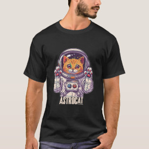Schattigee ruimte astronaut kat in de ruimte T Shi T-shirt