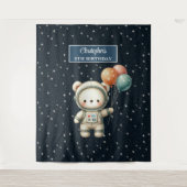 Schattigee Ruimte Beer Achtergrond voor Boy Birthd Wandkleed (Voorkant)