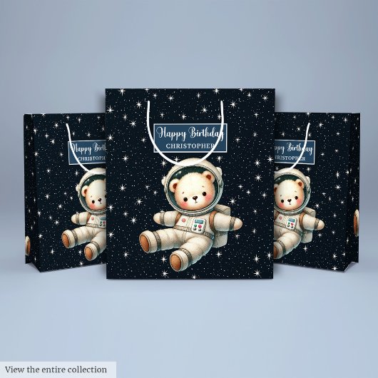 Schattigee Ruimte Beer Gift Bag voor Boy Verjaarda Medium Cadeauzakje